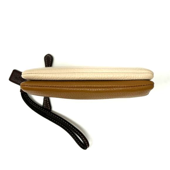 Coach Double Corner Zip Wristlet In Colorblock Ivory Light Saddle Leather 91622 - Picture 9 of 9